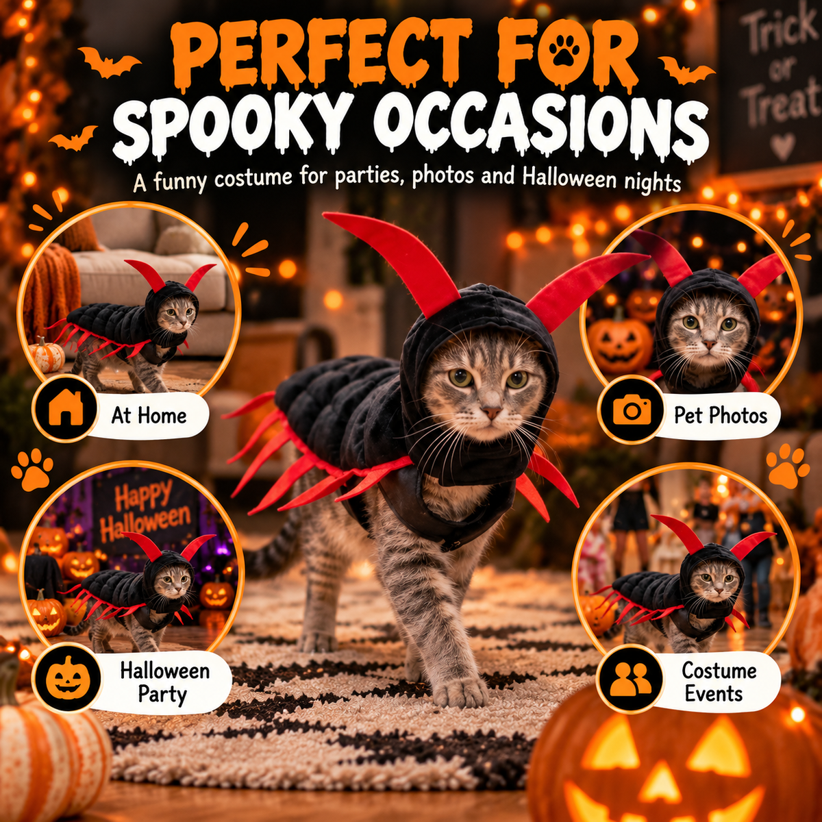 😹 Giant Centipede Cat Costume — Creepy Until It Starts Walking