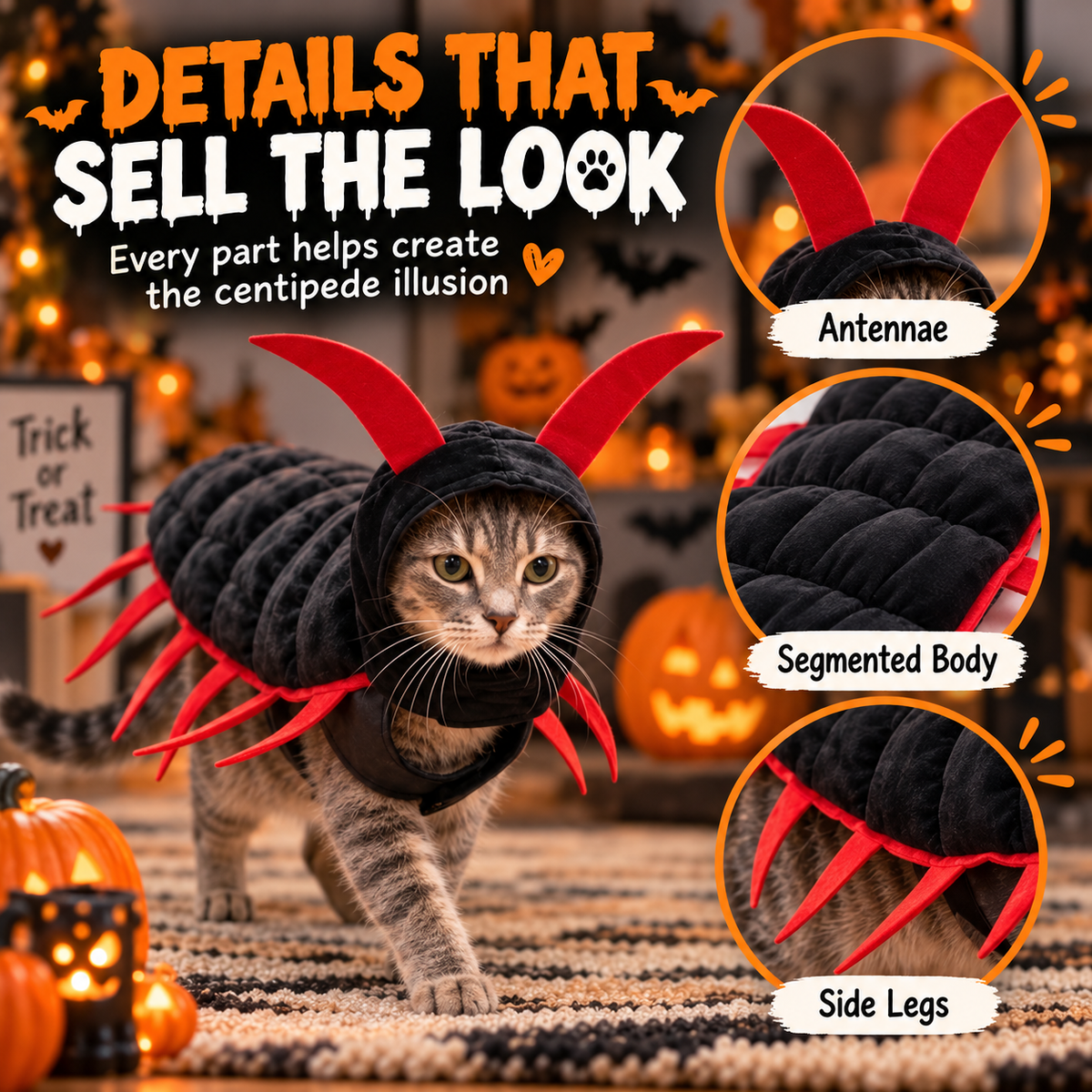😹 Giant Centipede Cat Costume — Creepy Until It Starts Walking