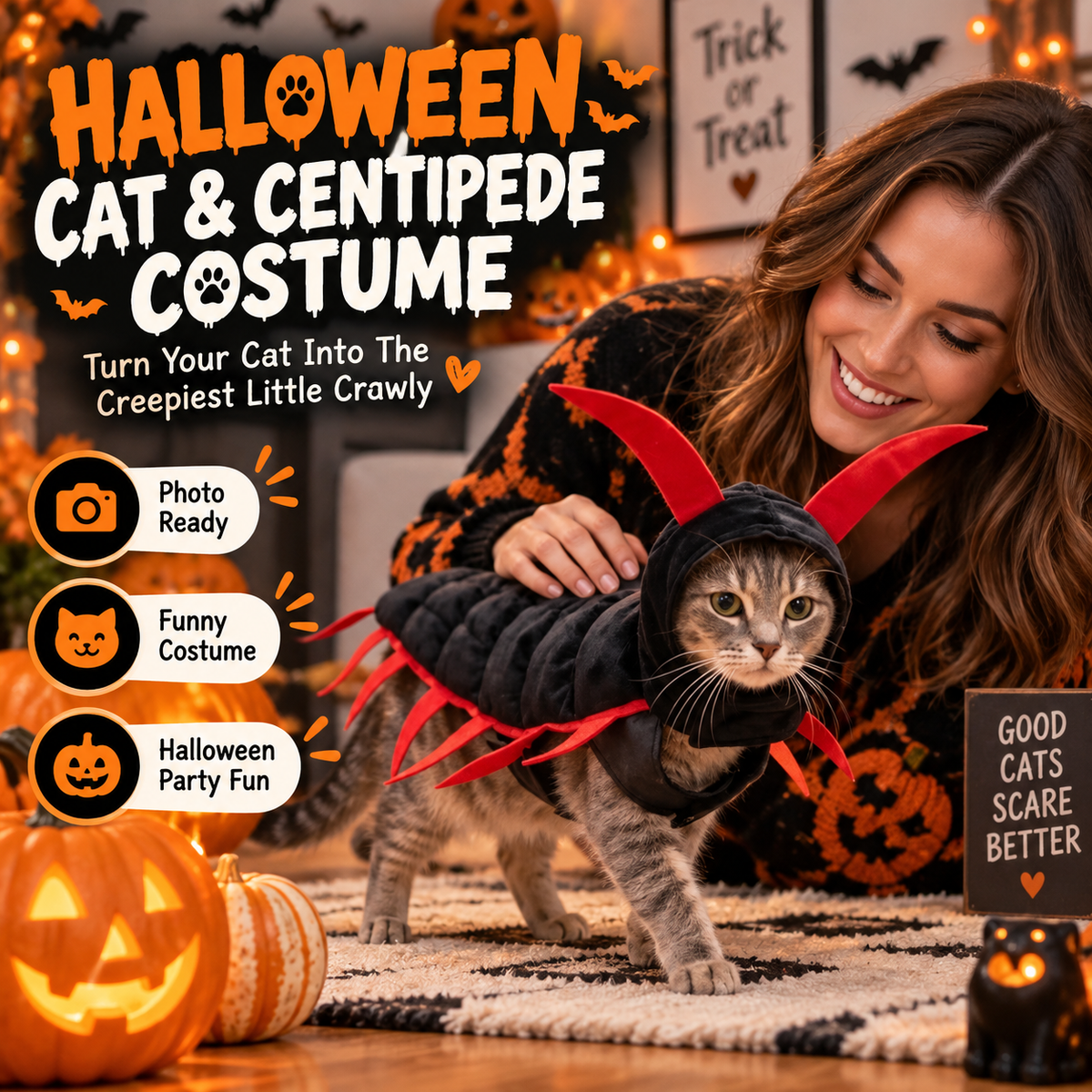 😹 Giant Centipede Cat Costume — Creepy Until It Starts Walking