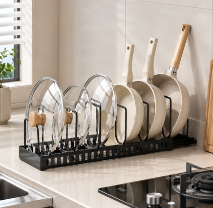 Kitchen Storage Rack and Pot Lid Holder
