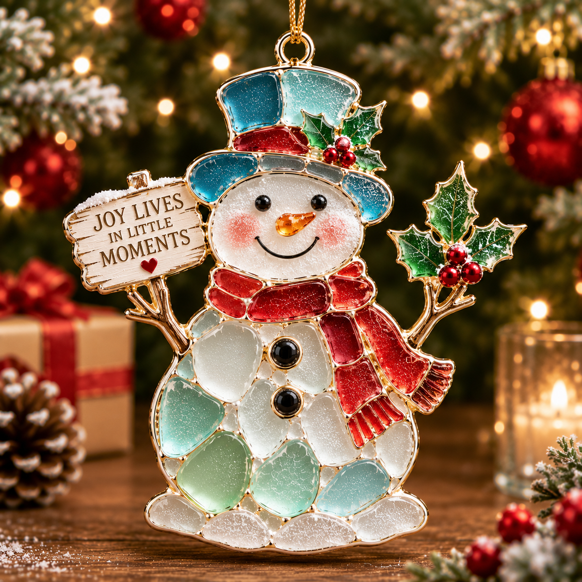 🎄 Stained Glass Style Christmas Blessing Ornaments