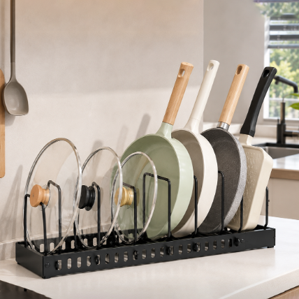 Kitchen Storage Rack and Pot Lid Holder