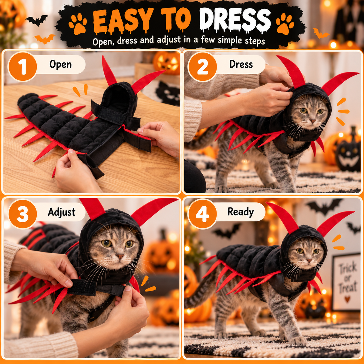 😹 Giant Centipede Cat Costume — Creepy Until It Starts Walking