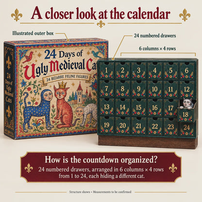 🐈🏰 24 Days of Ugly Medieval Cats – Hilariously Weird Cat Advent Calendar 2026